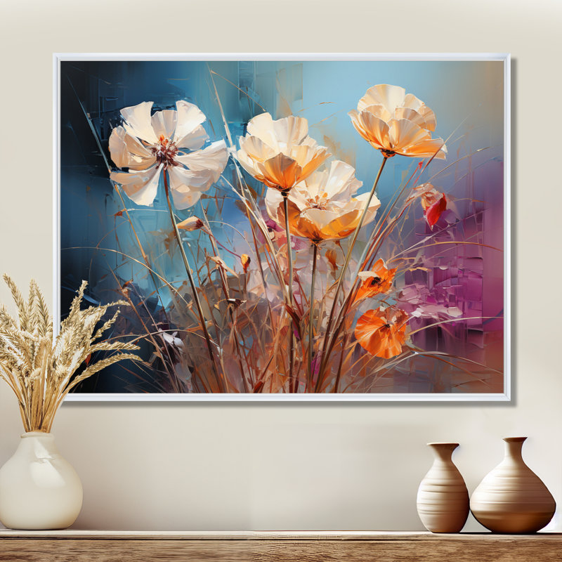 Weedman - coquelicot, salon d'art mural, H 24 po x l 32 po, Toile blanche avec cadre flottant