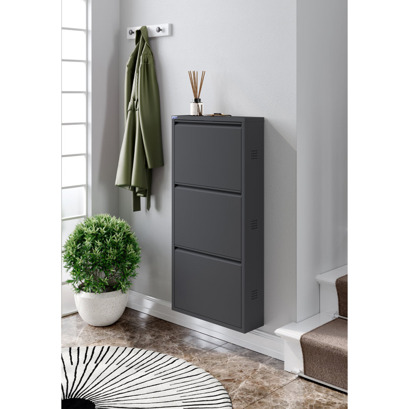 Armoire de rangement pour chaussures 6 paires, Gris foncé