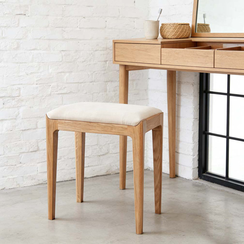 Tabouret de coiffeuse en bois massif de chêne rouge, Chêne rouge