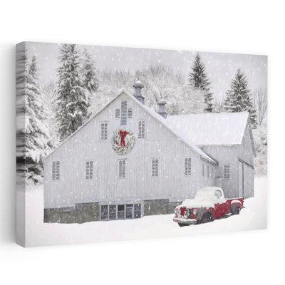 Chute de neige à la ferme - Art contemporain de camion enneigé en hiver