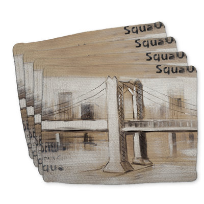 Abstract Bridge Typography Braided Polyester Placemats (Set of 4)