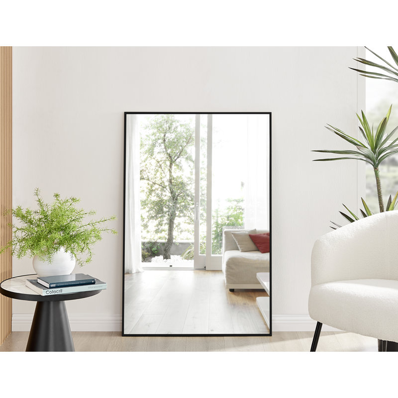 Alcantera Rectangle Metal Frame Wall Mirror Simple and Elegant Modern Design, Black, 120cm H x 80cm W