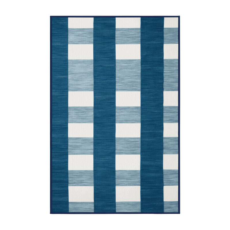 Tapis bleu à carreaux lavable à la machine, Tapis de couloir 2 pi x 5 pi