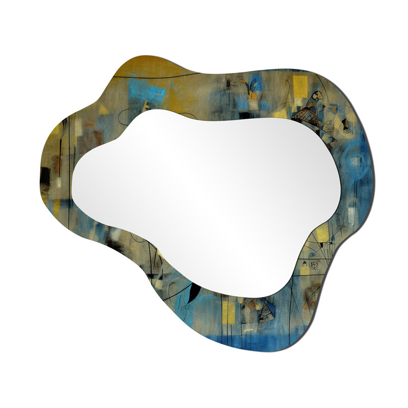 «Retro Southern Sunset Abstract Expressionism - Abstract Collages Cloud Large Mirror, Modern, 25 po x 28 po