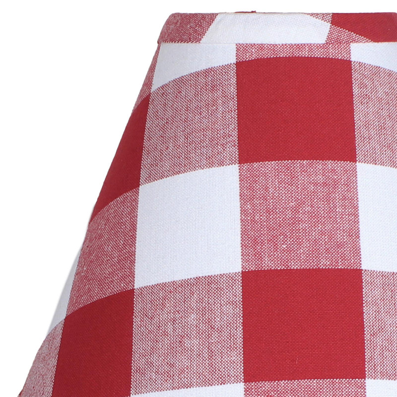 Abat-jour empire en coton 8 po H, Rouge / blanc, H 8 po x l 12 po x P 6 po
