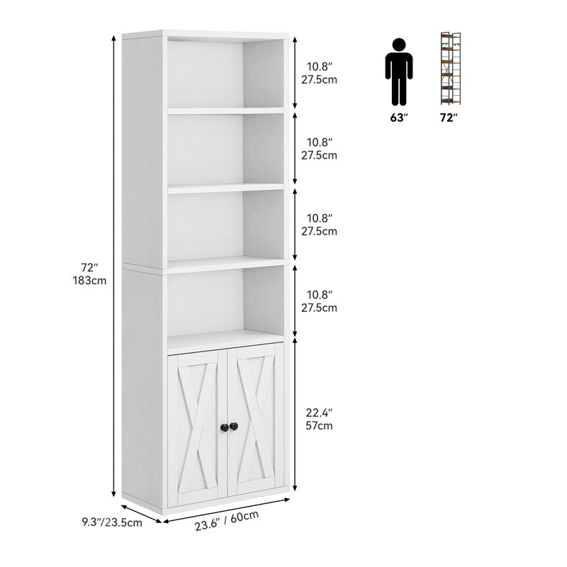 Shawntella 180cm H x 60cm W Standard Bookcase, White
