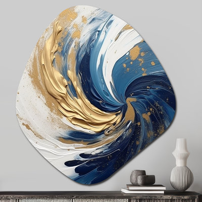 Mason - Abstract Spirals Irregular Shape Metal Print Wall Art, Blue Asymmetrical Metal Wall Decor
