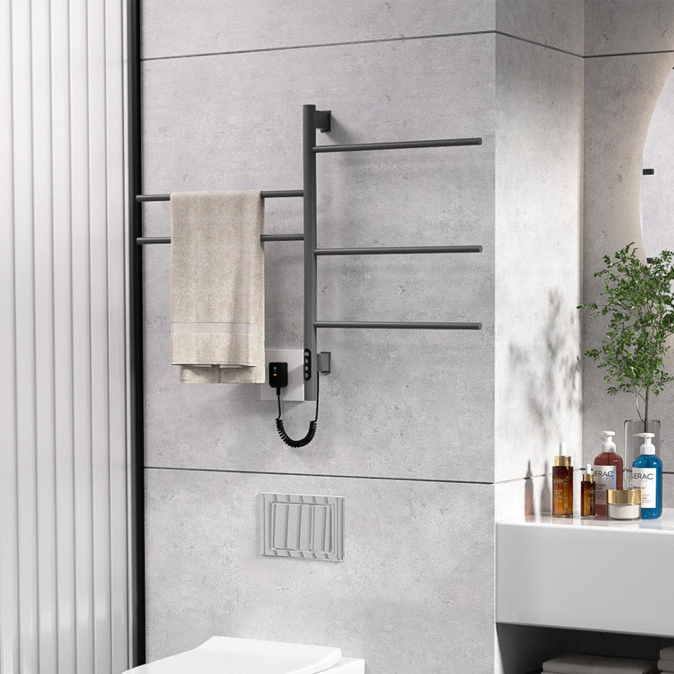26.6"L x 16.3"W Heated Towel Racks For Bathroom, 180° Rotating Towel Warmer With Built-in Timer