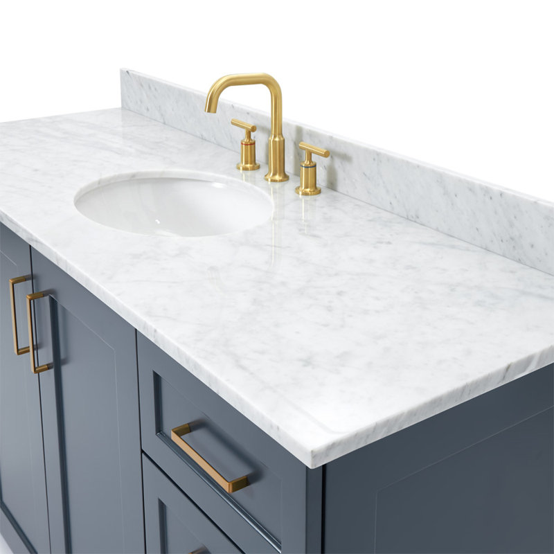 ARIEL TAYLOR 61 IN SINGLE RECTANGLE SINK VANITY, Oval, Midnight Blue