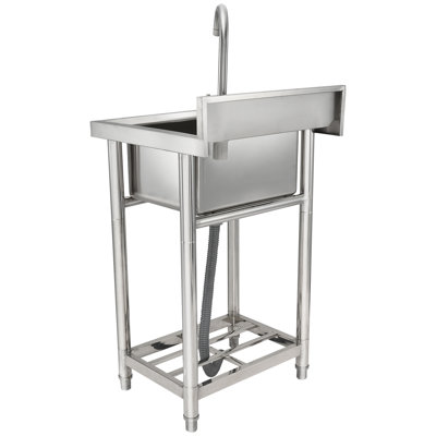 16 X 13 8.7 In Stainless Steel Utility Sink, 1 Compartment, For Garage, Restaurant, Kitchen, Laundry, Oxidation - , Bend Drainage Single Bowl Compartment Standing, In, Corrosion Stable On Rough