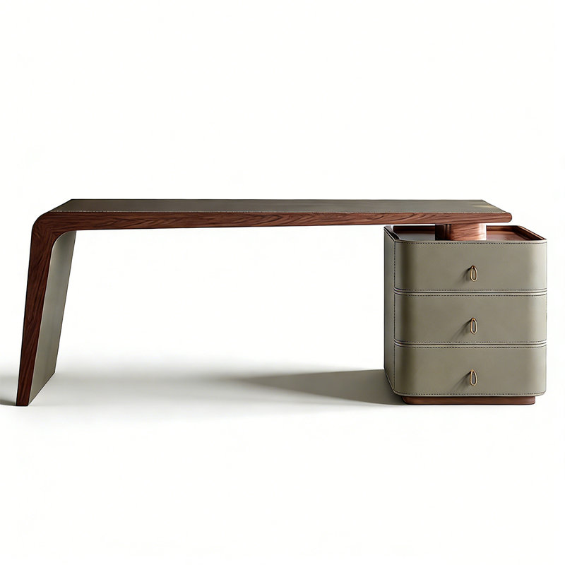 Bureau de style rétro en cuir rétro, H 29,53 po x l 55,12 po x P 27,56 po