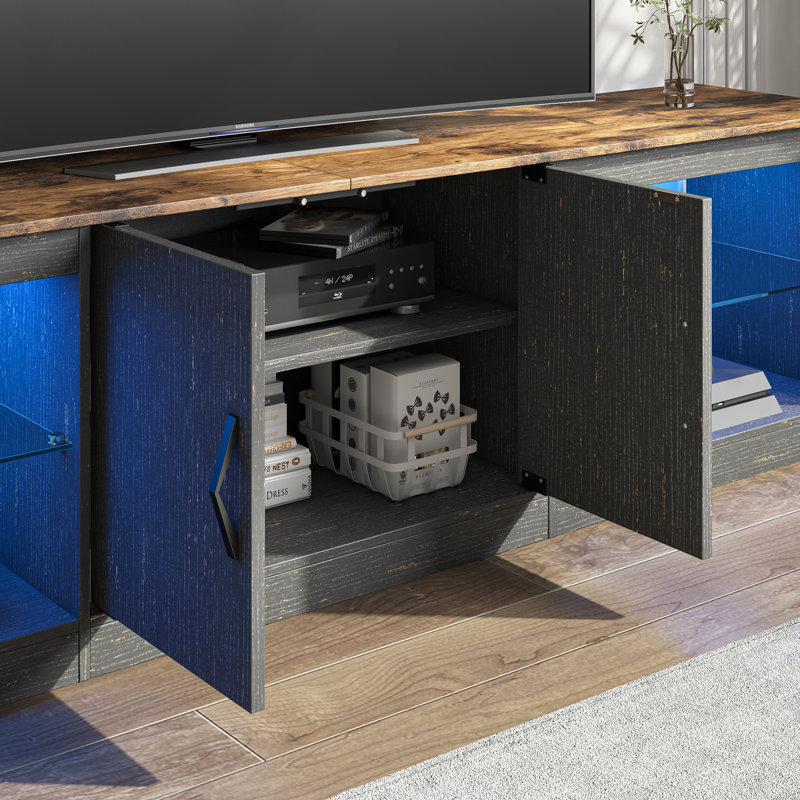 179cm TV Stand for TVs up to 75" with Storage Cabinet, Entertainment Center for TVs with LED Light , Gray