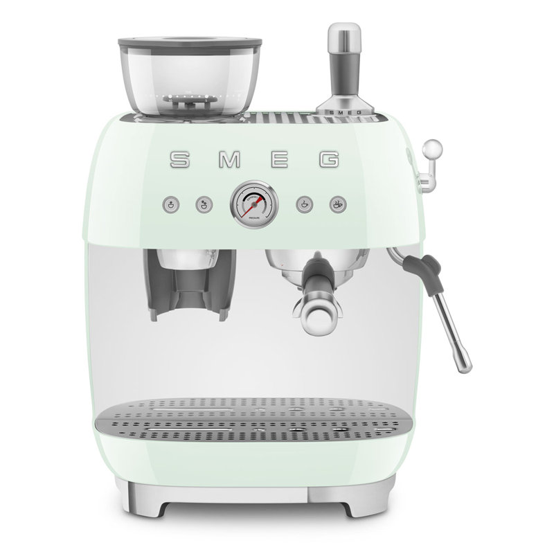 SMEG 50's Retro Style Aesthetic Semi-Automatic Espresso Coffee Machine with Grinder, Pastel Green