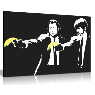Pulp Fiction Banana Gun Graffiti by Banksy - Wrapped Canvas Print