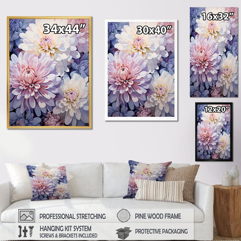 Minimalisme des mamans, peinture en mauve et blanc sur toile, Cadre naturel flottant, H 32 po x l 16 po