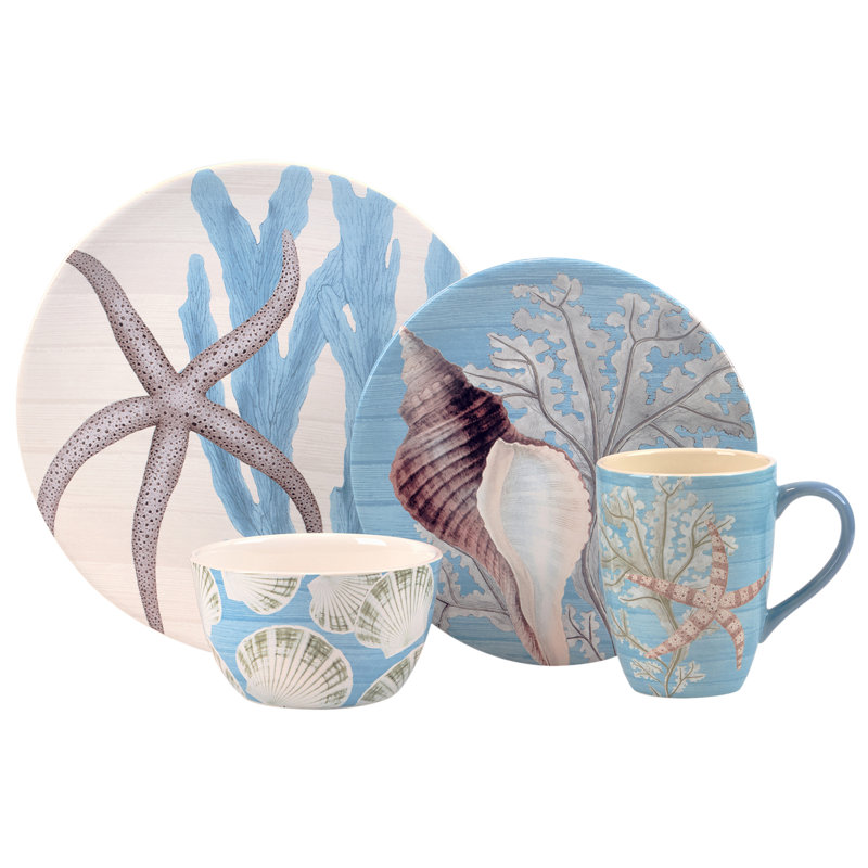 Beyond the Shore 16pc Dinnerware Set Service for 4