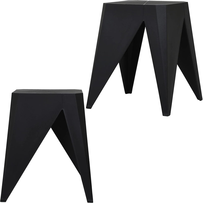 Isbella Polypropylene Plastic Accent Stool, Black