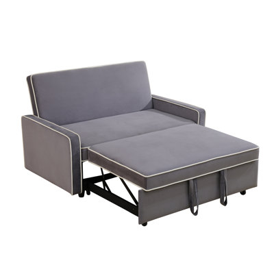 Canapé convertible en flanelle rembourrée, brun