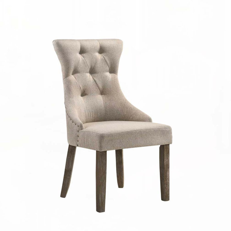 Ensemble de chaises de salle à manger rembourrées en tissu avec dossier capitonné, 4 pattes
