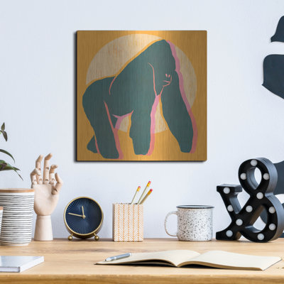 'Gorllias In Space' by Rachel Hallquist Metal Wall Art, 12" x 12"