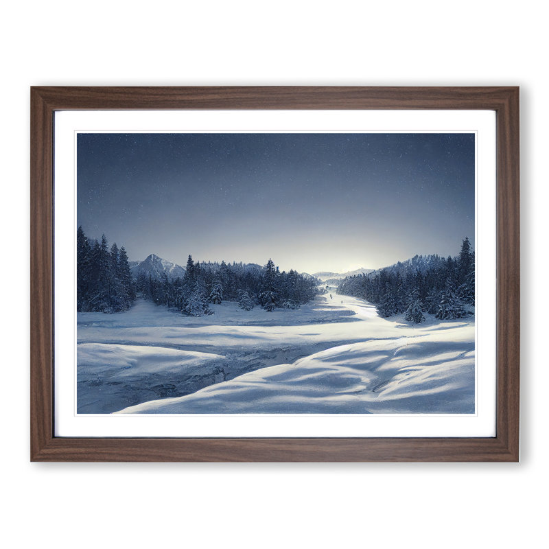 Uplifting Winter Forest - Framed Print, 46cm H x 64cm W x 2cm D, Walnut
