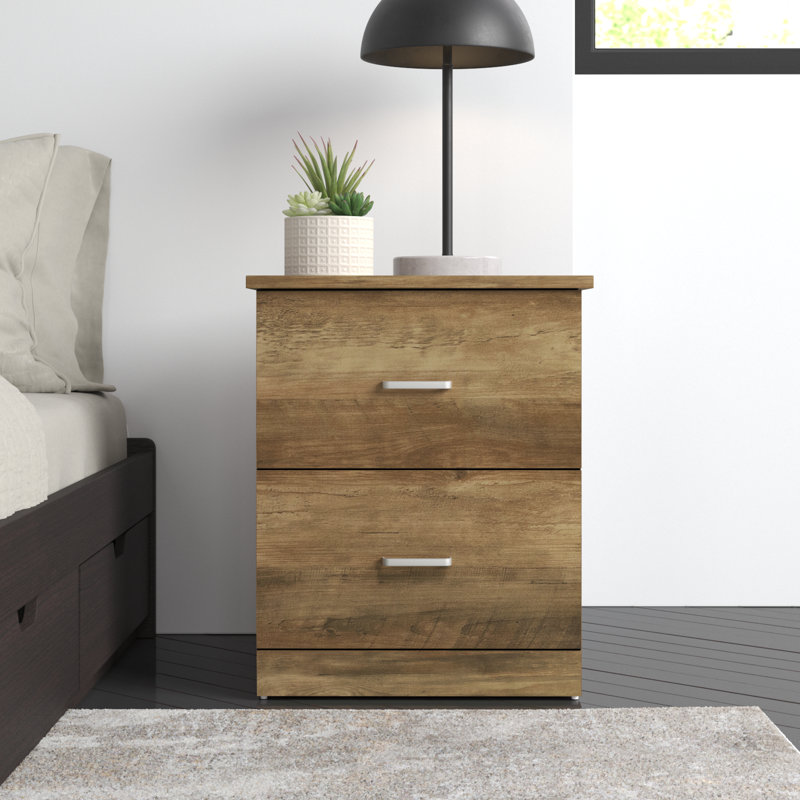 Allyannah 23.6" 2-Drawer Nightstand, Knotty Oak, Individual