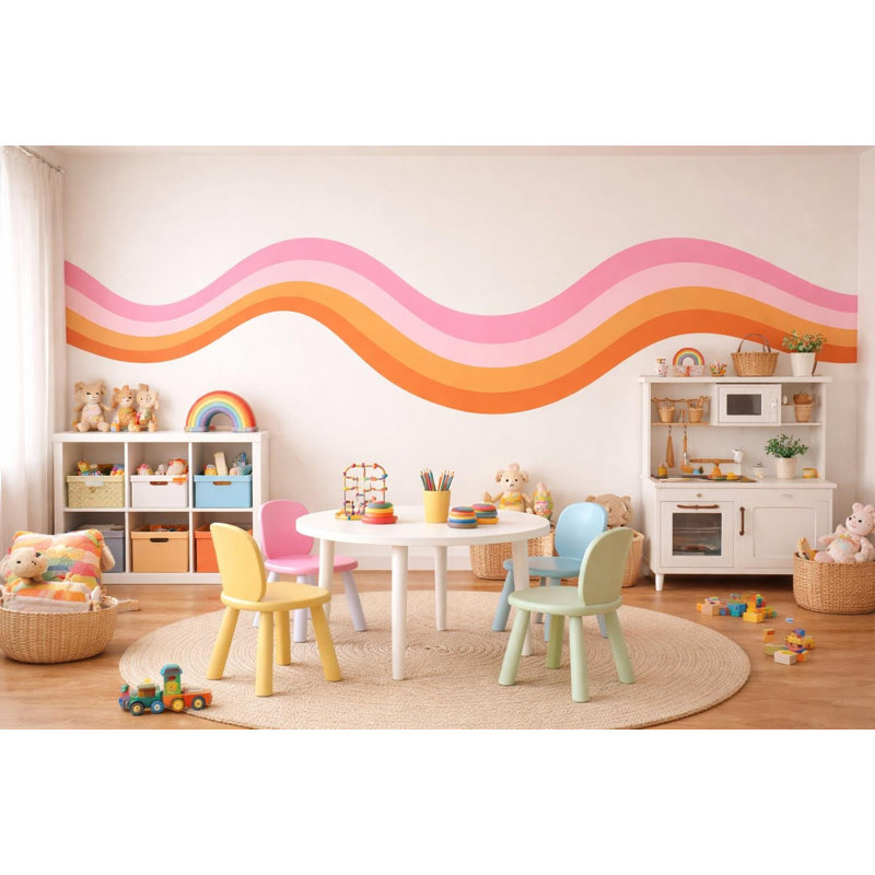 Adhésif décoratif ondulé à rayures rétro / rayures rétro / autocollant à rayures / décalcomanie à vagues, 30 H x l 120