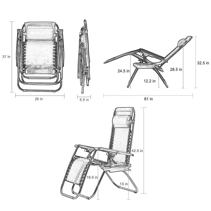 Lulu Folding Recliner Chair, Brun
