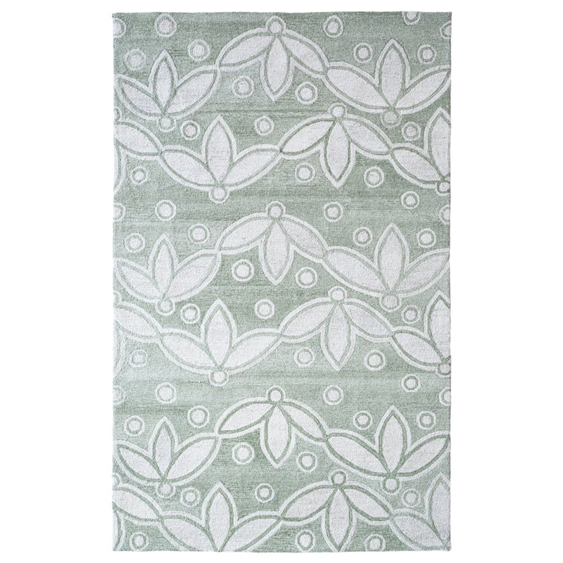 Bajinder Performance Hand Tufted Floral Indoor Rug, Rectangle 3' x 5'