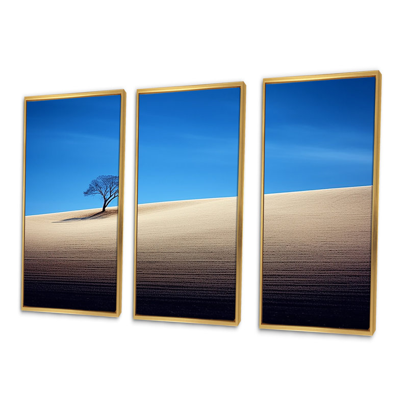 «Desert Tree Resistance Secret», ensemble d'art sur toile, Cadre flottant doré, H 40 po x l 60 po x P 1 po
