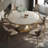 White Natural Marble Round  Dining Tables-105297742