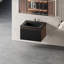 Meuble-lavabo flottant 24 po avec lavabo, armoire murale moderne rayée, tiroirs à fermeture en douceur, lavabo à quartz noir