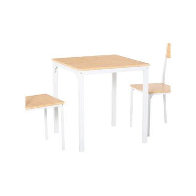 Ensemble de table de salle à manger 3 pièces en bois avec 1 table et 2 chaises et un cadre en métal robuste pour les petits espaces