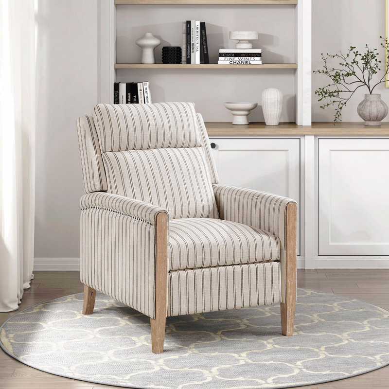 Fauteuil inclinable blanc-gris rayé Farmhouse