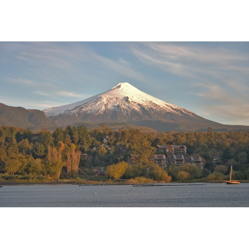 Volcano Villarica At Sunset by Mountlynx - No Frame Print on Canvas, 51cm H x 76cm W
