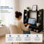 Bureau flottant mural noir pour ordinateur portable avec tablettes de rangement, poste de travail d'ordinateur pour économiser l'espace-1326864226