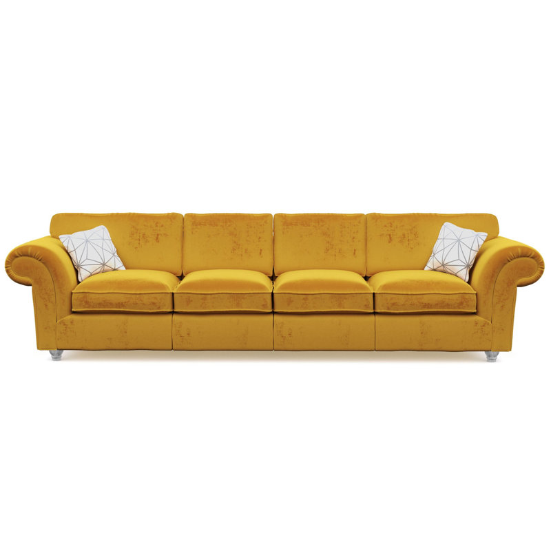 Windsor 4 Seater Velvet Sofa, Silver, Saffron
