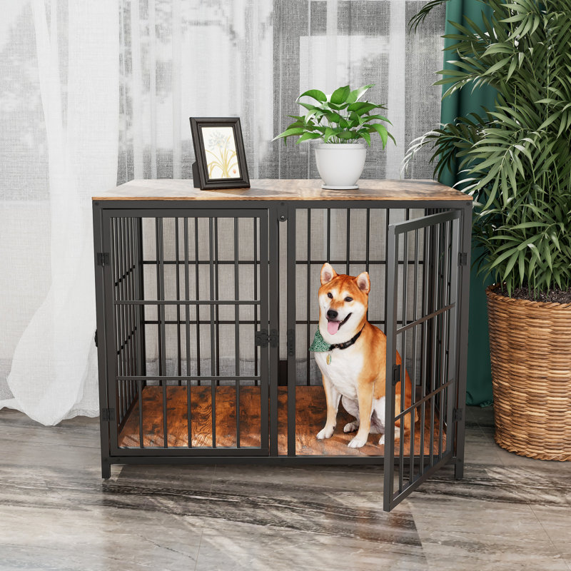 Rabun Iron Pet Furniture Style Crate with 3 Doors