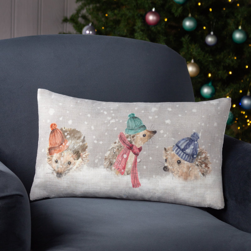 Snowy Hedgehogs Snowy Hedgys Abstract Multicolour Rectangular Throw Cushion