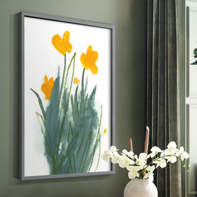 «Daffodil Bunch I», reproduction encadrée - bois massif, Gris, H 10 po x l 8 po