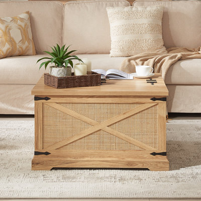 Adosinda 31.5""H Farmhouse Square Lift Top Coffee Table With Storage -  Gracie Oaks, 0DB6B6FE6CD4437DB9C69FC0D0BAC825