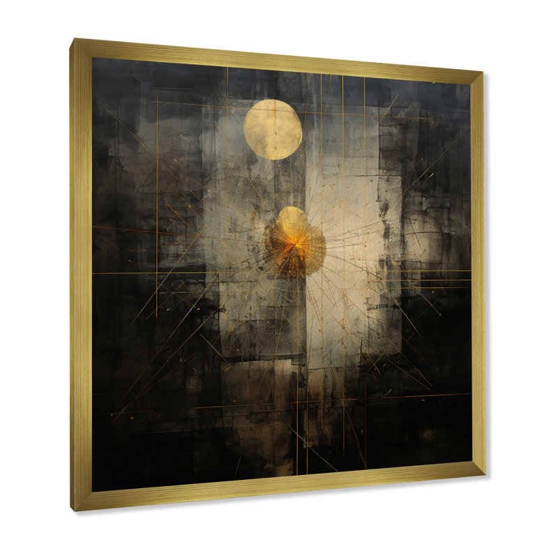 Pleine lune se levant - Illustration rétro, H 16 po x l 16 po x P 1 po, Cadre doré à une seule photo