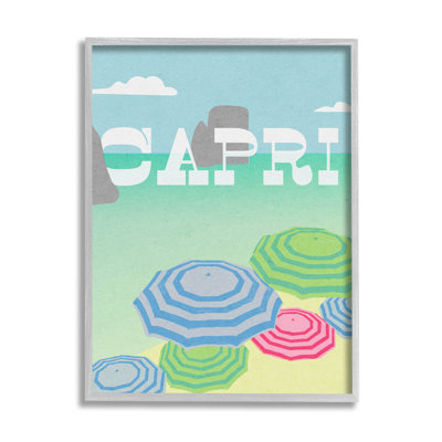 Capri Beach Shore Umbrellas by Lil' Rue - Painting on Canvas