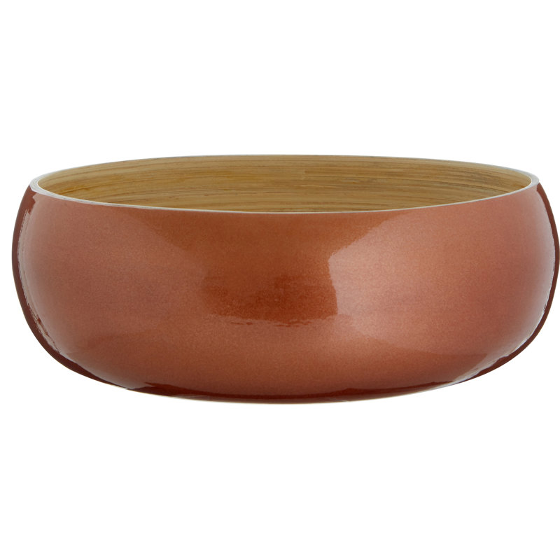 Porcaro Wood Decorative Bowl 1, 9cm H x 25cm W x 25cm D, Rose Gold