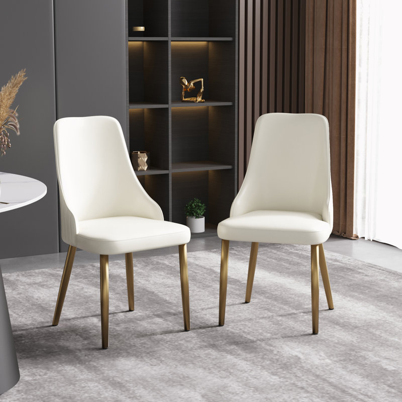 Upholstered Dining Chairs Set of 2, White