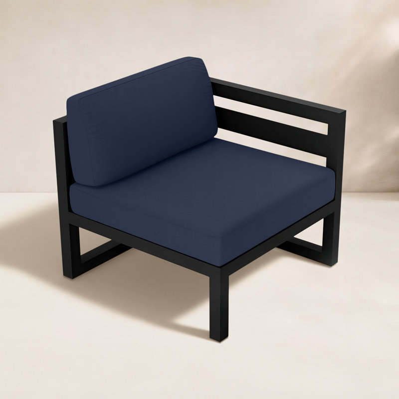 Avion Patio Chair with Sunbrella Cushions, Spectrum Indigo Sunbrella®, Black