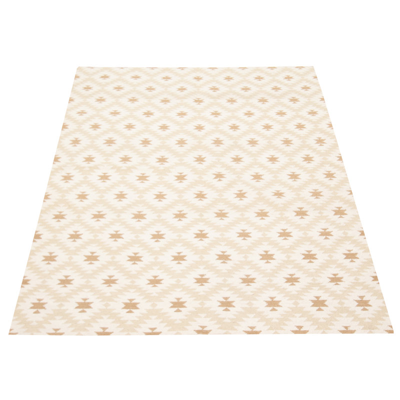 Tapis ivoire en laine fabriqué à la main de style sud-ouest rectangulaire 5 pi 2 po x 7 pi 10 po Kilim