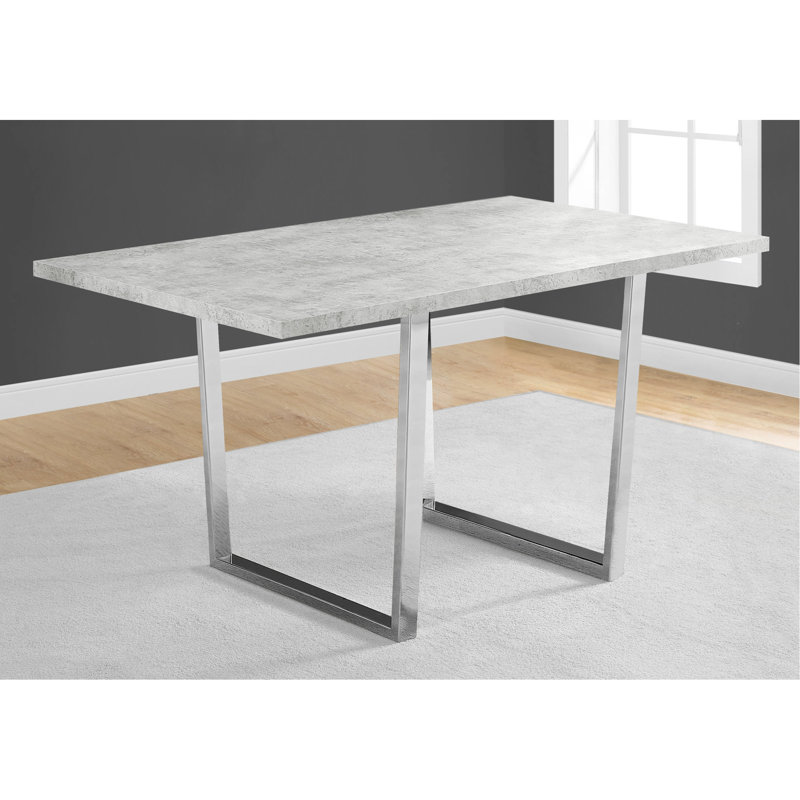 Table de salle à manger, rectangulaire, 60 po, cuisine, salle à manger, stratifié gris, métal chromé, contemporain, moderne