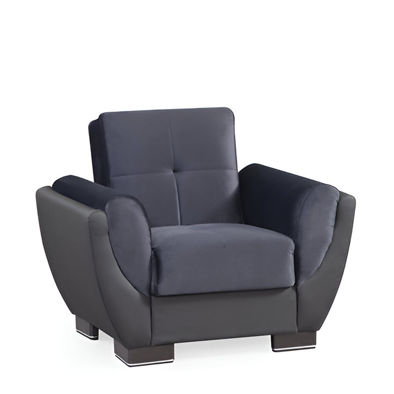 Fauteuil Lowa, Velours gris foncé