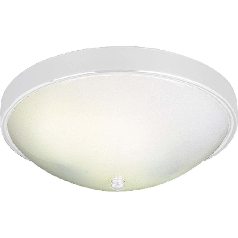 2-Light 12.5"W Indoor Fluorescent White Flush Mount with White Glass